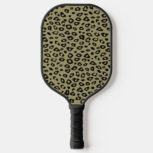 Olijfgroen Zwart Luipaard Print Pickleball Paddle (Voorkant)
