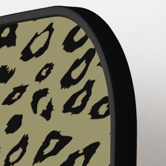 Olijfgroen Zwart Luipaard Print Pickleball Paddle (Links Detail)