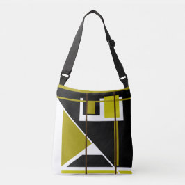 Olijfgroen, zwart, wit Geometrisch ontwerp Crossbody Tas