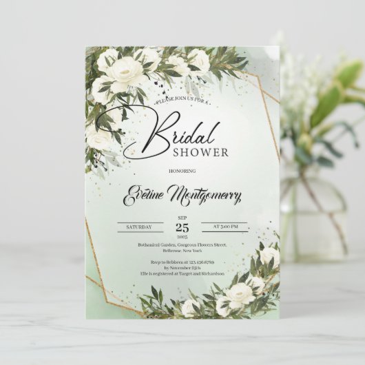 Olijfgroenbos, stoffige groene rozen boho kaart (Staand voorkant)