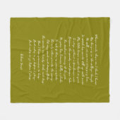 Olijfgroene aangepaste gedicht liedtekst citaat fleece deken (Voorkant (Horizontaal))