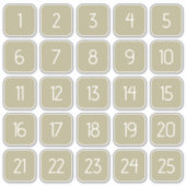 Olijfgroene aanpasbare vierkante nummerv stickers (Voorkant)