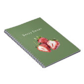 Olijfgroene Aardbeien Beszoet Notitieboek (Rechterzijde)