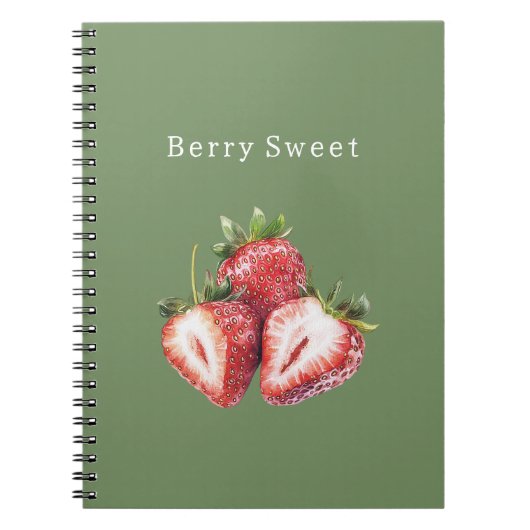 Olijfgroene Aardbeien Beszoet Notitieboek (Voorkant)