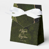 Olijfgroene agaat gouden script bruiloft bedankdoosjes (Voorkant Zijde)