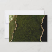 Olijfgroene agaat gouden script bruiloft RSVP kaartje (Achterkant)