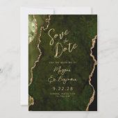 Olijfgroene agaat script trouw save the date kaart (Voorkant)
