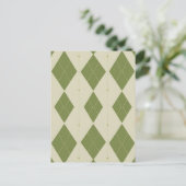 Olijfgroene Argyle Diamant Patroon Briefkaart (Staand voorkant)