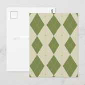 Olijfgroene Argyle Diamant Patroon Briefkaart (Voorkant / Achterkant)