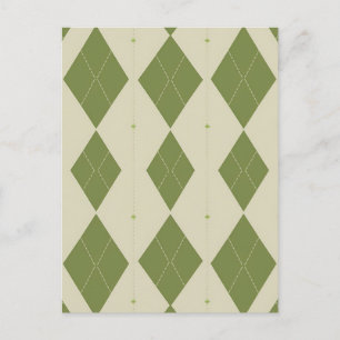 Olijfgroene Argyle Diamant Patroon Briefkaart
