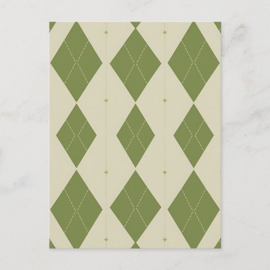 Olijfgroene Argyle Diamant Patroon Briefkaart (Voorkant)