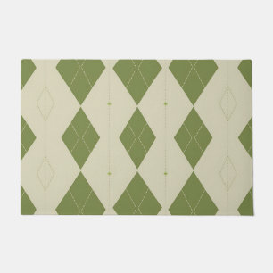 Olijfgroene Argyle Diamant Patroon Deurmat