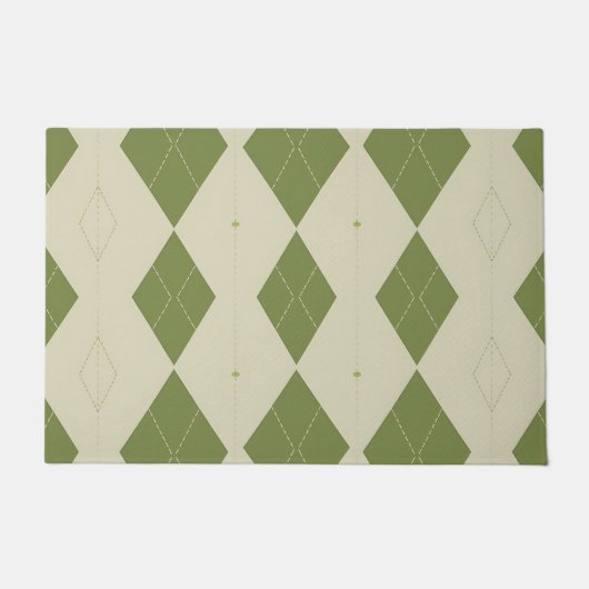 Olijfgroene Argyle Diamant Patroon Deurmat (Voorkant)