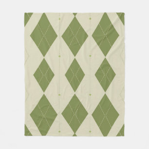 Olijfgroene Argyle Diamant Patroon Fleece Deken