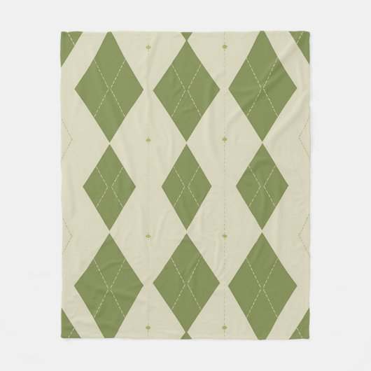 Olijfgroene Argyle Diamant Patroon Fleece Deken (Voorkant)