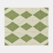 Olijfgroene Argyle Diamant Patroon Fleece Deken (Voorkant (Horizontaal))