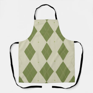 Olijfgroene Argyle Diamant Patroon Schort