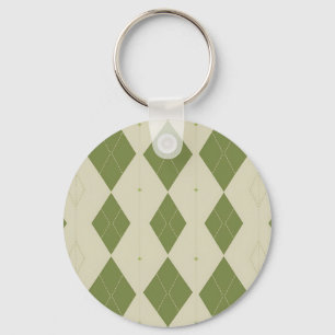 Olijfgroene Argyle Diamant Patroon Sleutelhanger