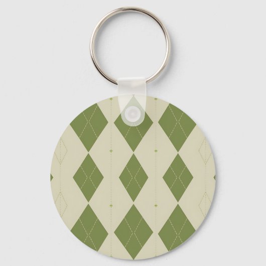 Olijfgroene Argyle Diamant Patroon Sleutelhanger (Voorkant)