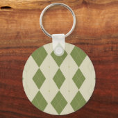 Olijfgroene Argyle Diamant Patroon Sleutelhanger (Achterkant)
