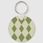 Olijfgroene Argyle Diamant Patroon Sleutelhanger (Achterkant)