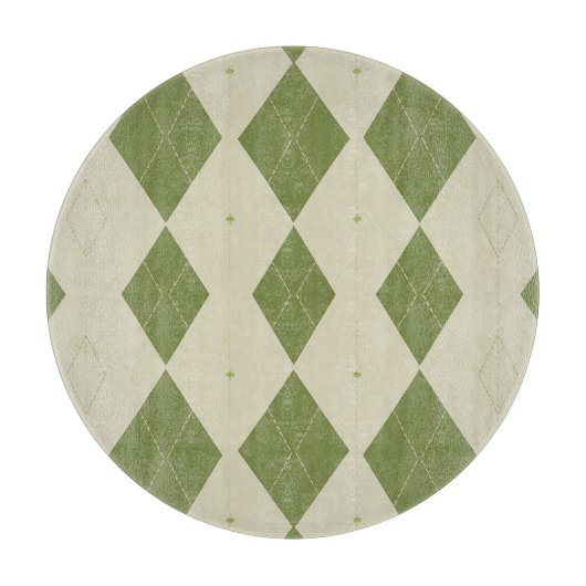 Olijfgroene Argyle Diamant Patroon Snijplank (Voorkant)
