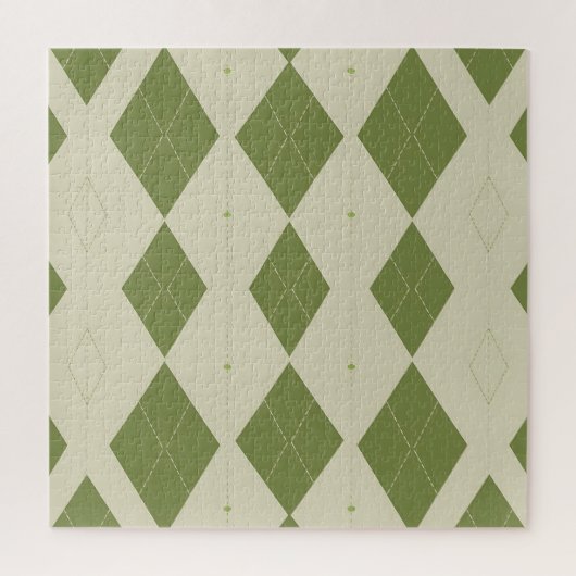 Olijfgroene Argyle Ruit Patroon Legpuzzel (Verticaal)