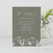 Olijfgroene bergen Outdoor Pine Tree Bruiloft Kaart (Staand voorkant)