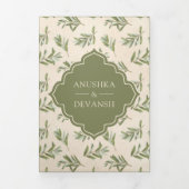 Olijfgroene bladeren Alles in een Indiase bruiloft Drieluik Uitnodiging (Cover)