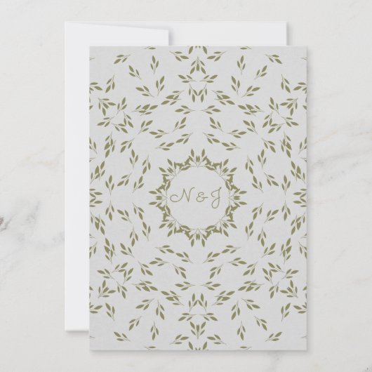 Olijfgroene bladeren Natuurlijke havermout Rustic Kaart (Achterkant)