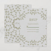 Olijfgroene bladeren Natuurlijke havermout Rustic  RSVP Kaartje (Voorkant / Achterkant)