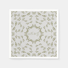 Olijfgroene bladeren Natuurlijke havermout Rustic  Servet