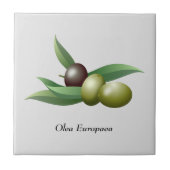 Olijfgroene bladeren tegeltje (Voorkant)