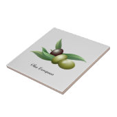 Olijfgroene bladeren tegeltje (Zijkant)