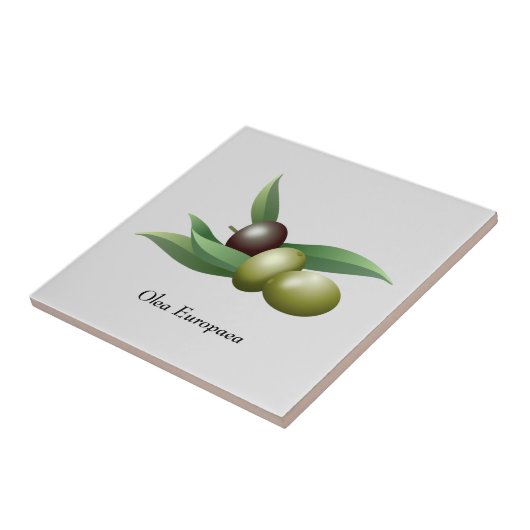 Olijfgroene bladeren tegeltje (Zijkant)