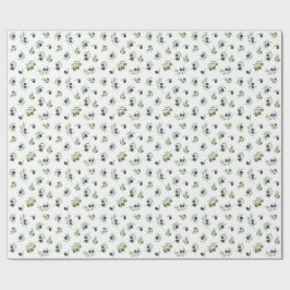 Olijfgroene Bladeren Waterverf Bloemmotief Cadeaupapier