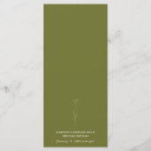Olijfgroene Bloem Kunst Bruiloft Menu (Achterkant)