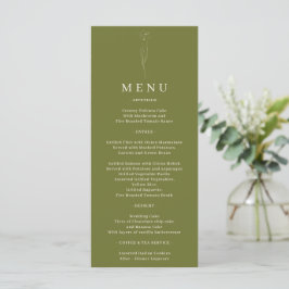 Olijfgroene Bloem Kunst Bruiloft Menu