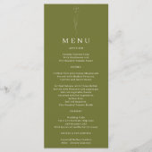 Olijfgroene Bloem Kunst Bruiloft Menu (Voorkant)