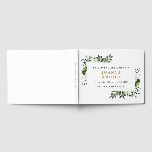 Olijfgroene bloemen in liefdevolle herinnering beg gastenboek (Volledig)