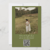 Olijfgroene bloemencode QR-code foto Oude geld bru Kaart (Achterkant)