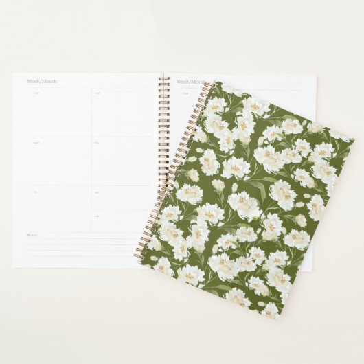 Olijfgroene bloemenplanner planner (Display)