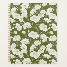 Olijfgroene bloemenplanner planner
