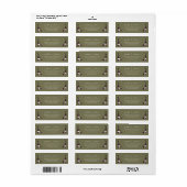 Olijfgroene Bloemenschedel Gotisch Retouradres Etiket (Full Sheet)
