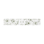 Olijfgroene bloementuin monogram bruiloft uitnodigingen wikkel (Vlak)