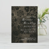 Olijfgroene bloemige bruiloft kaart (Staand voorkant)