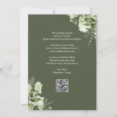 Olijfgroene bloemige gebladerte QR-code trouwfeest Save The Date (Achterkant)