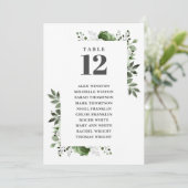 Olijfgroene bloemige tafelnummer zitplaatskaart (Staand voorkant)