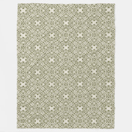 Olijfgroene bloemlattice Sherpa-deken Fleece Deken