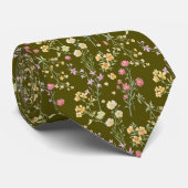 Olijfgroene bloemrijke elegantie stropdas (Opgerold)